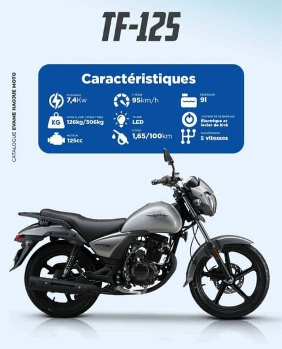 HAOJUE TF 125 — moto tricycle Kaolack ESPACE MOTO KOSSI